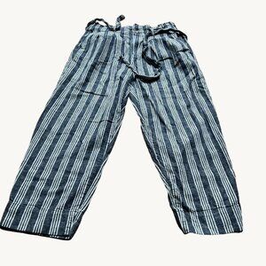 Madewell Navy and White Striped Wide Leg Pants